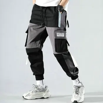 Taśmy Harem Biegacze Męskie Spodnie Cargo Meble Ubrania 2020 Hip-Hop Codzienne Kieszenie Spodnie Sportowe Męskie Harajuku Modne Spodnie