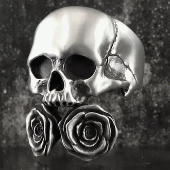 Punk-Meksyk ze stali nierdzewnej ciężki cukier czaszka pierścień męskie Mandali kwiat Santa Muerte rowerzysta projektant biżuterii prezent partii OSR730