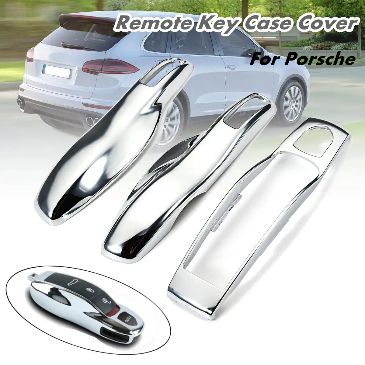 3szt samochód zdalnego pęku kluczy klucz etui pokrywa lustra srebrny chrom klucz Shell wymienić dla Porsche Boxster Cayman, 911 Cayenne Panamera Macan