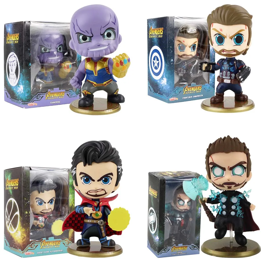 Cosbaby Avengers Infinity War Captain America Doctor Strange Thor Thanos Bobble Head PVC figurka kolekcjonerska model zabawki