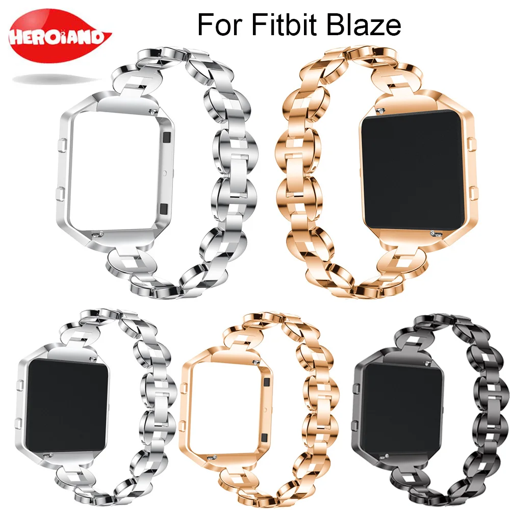 Dla Fitbit Blaze, wymiana metalowej bransoletki regulowany rhinestone dla Fitbit Blaze paski srebro różowe złoto czarny