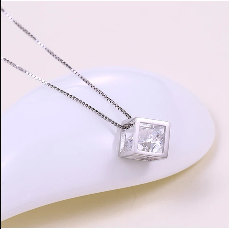 XIYANIKE 2017 925 Srebrny naszyjnik dla kobiet naszyjnik wisiorek kostka Kryształ naszyjnik letnia odzież biżuteria akcesoria VNS8297