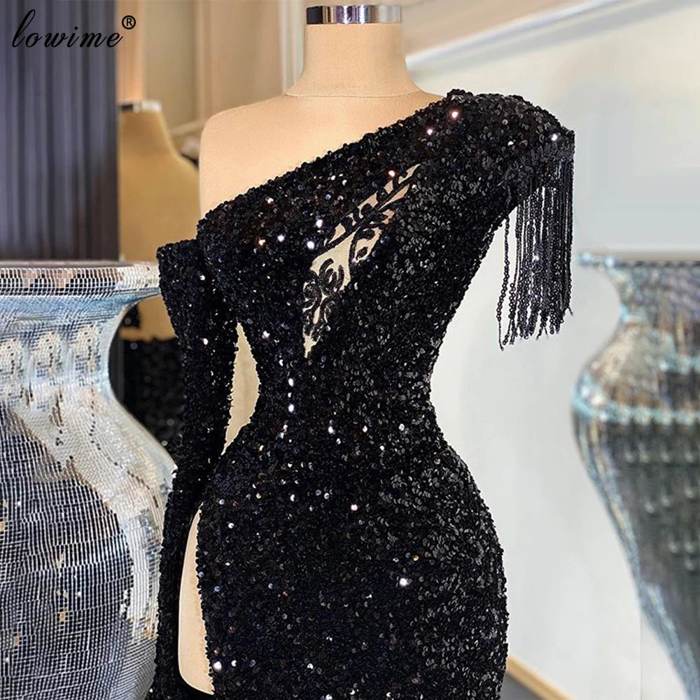 Arabskie czarne cekiny suknie wieczorowe dla kobiet Party 2021 Dubai Prom Dresses Evening Wear Turkish Couture sukienka