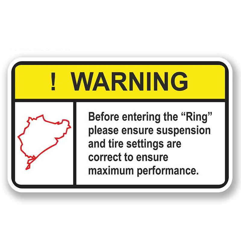 Aliauto Car Stickers Nurburgring Warning Decal klej wodoodporny IPad laptop Car Drift Dub JDM Graphic,13cm*8cm