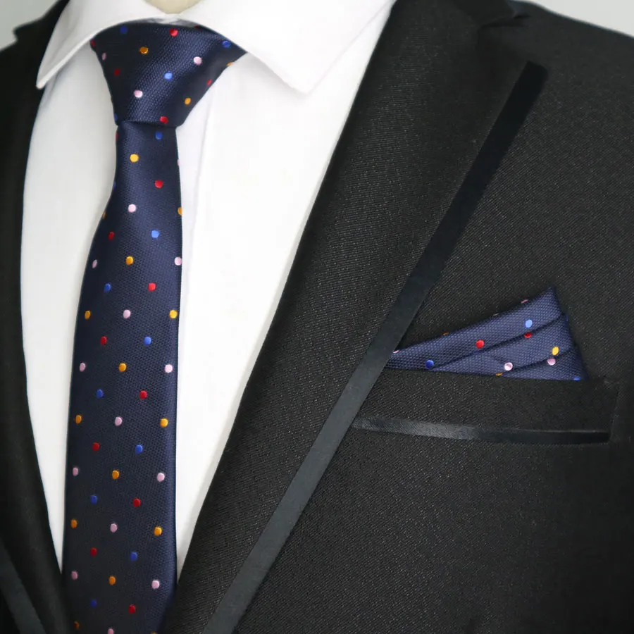 27 kolor 6 cm mężczyzn krawat zestaw chudy poliester jedwab punktu pasek Paisley design cienkie krawaty kieszonkowe kwadratowe zestawy wąski krawat czerwony czarny