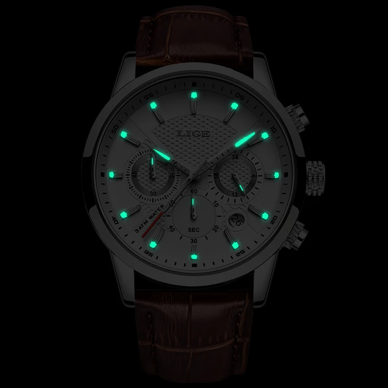 LIGE 2020 nowe zegarki męskie moda, sport, kwarcowy zegarek męskie zegarki marki luksusowych skóra biznes wodoodporny zegarek Relogio Masculino