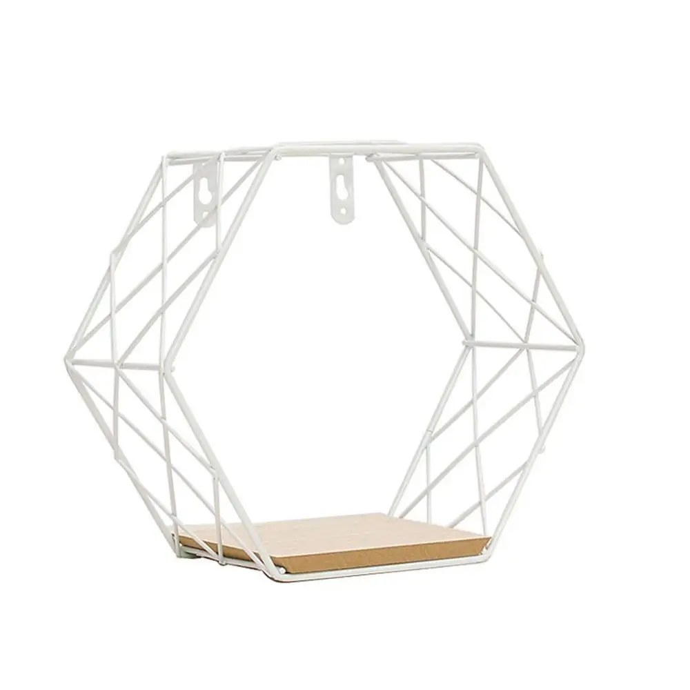 Żelazna hexagonal krata Naścienna półka Nordic style mesh rack wisząca wisząca regał do przechowywania nadaje się do akcesoriów do dekoracji domu