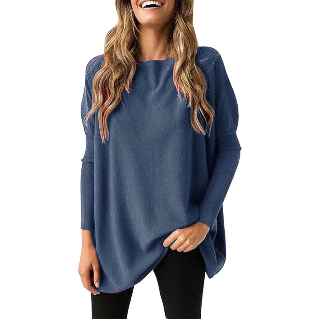 Kobiety Bluzka Koszula 2019 Casual Z Długim Rękawem Z Dzianiny Stałe Koszulki Lady Slim O Szyi Bluzki Damski Sweter Bluzka 813