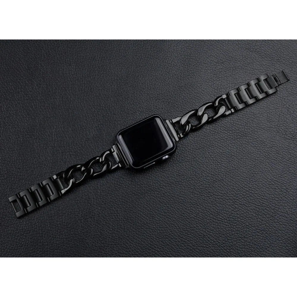 Modny pasek do Apple watch band 38 mm 42 mm 40 mm 44 mm Bransoleta ze stali nierdzewnej jednorzędowa denim łańcuch do mc 5 4 3 2 1