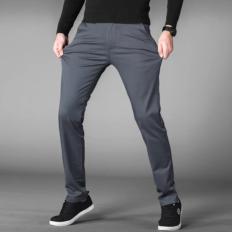 ICPANS duży rozmiar 42 44 46 proste, cienkie męskie casual spodnie stretch klasyczne biznesowe formalne biurowe spodnie 2020 lato czarny