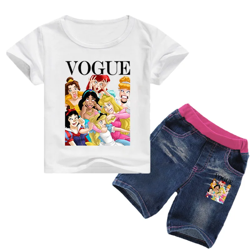 Dziecięce zestawy ubrań dla dziewczyn dla Dzieci letnia odzież dla chłopców kreskówka Harajuku VOGUE dzieci z krótkim rękawem t-shirt+spodnie 2 szt. garnitury