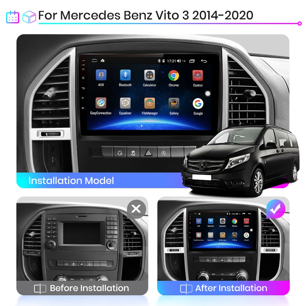 Dla Mercedes Benz W447 Vito 3-2020 Double Din 10.1