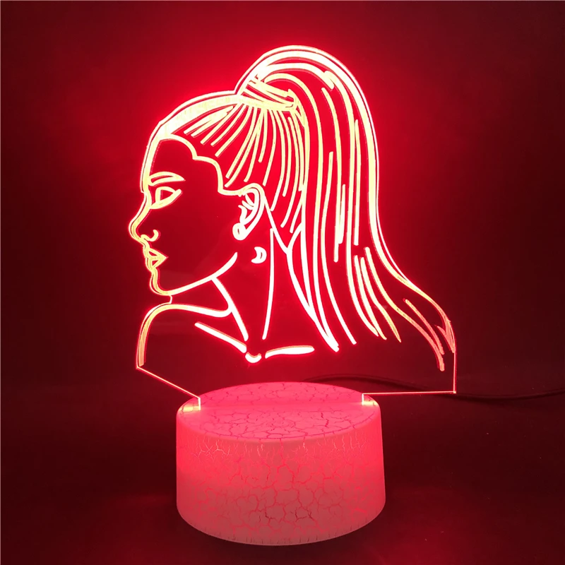 Led Night Light Alarm Clock Base Singer Ariana Grande Touch Sensor Lamp Bluetooth Room Desk Decoration 7 kolorów z pilotem zdalnego sterowania