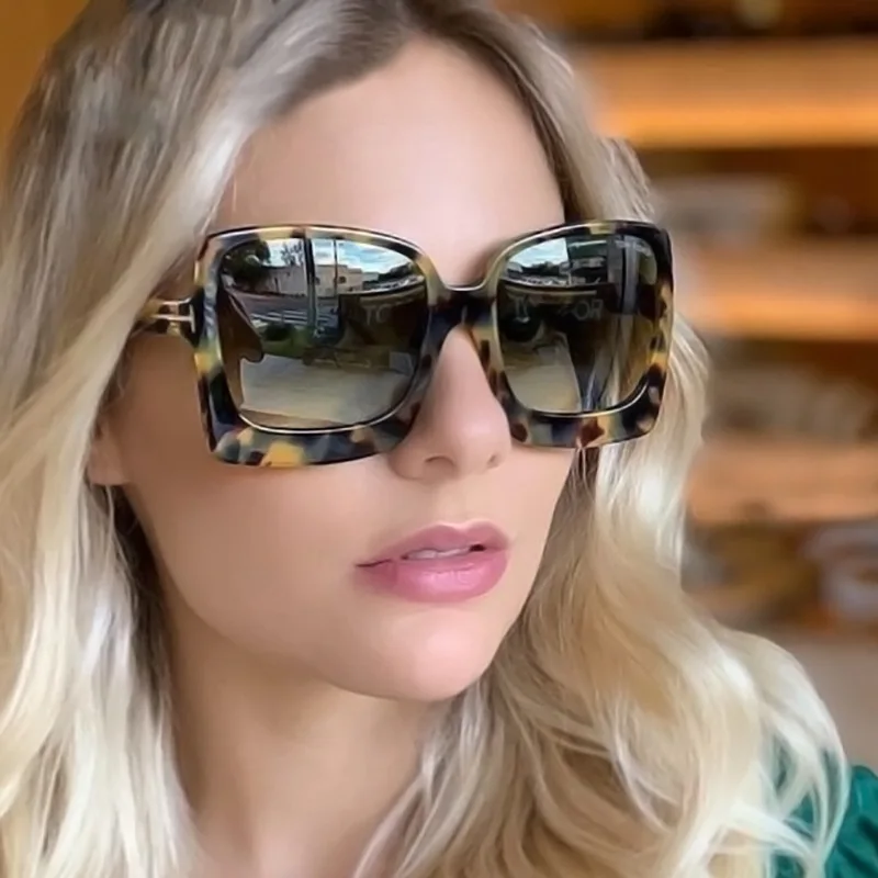 Luksusowe markowe damskie okulary kwadratowe odcienie dla kobiet nity okulary retro przewymiarowany okulary projektant kobiecy trend 2021