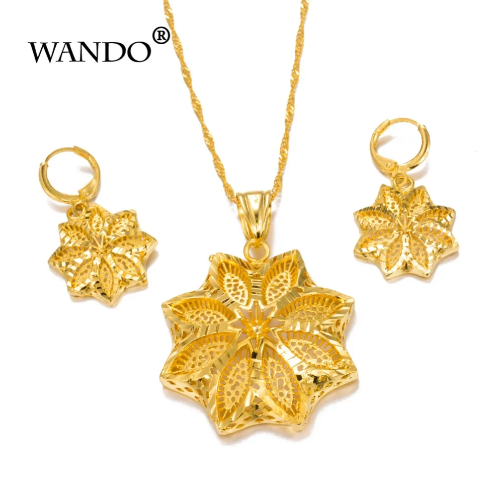 Wando Ethiopian dubai Nigeria jewelry Set Jewelry 24k Gold Color African/Eritrea/Kenya Bridal Wedding Gift ws45