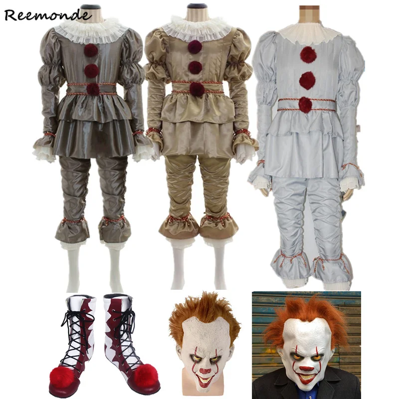 Film Stephen King It Pennywise cosplay kostiumy Maski klaun Pennywise straszny Joker garnitur Garnitur zestaw Halloween kostium dla dorosłych