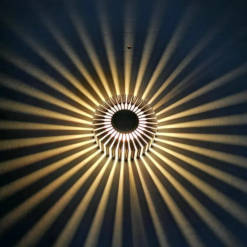 Słoneczny kwiat kinkiet okrągły twórczy aluminiowa oprawa korytarz korytarz światło KTV bar tło dekoracje ścienne lampy 3 W