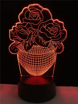 Lampy stołowe do sypialni róże 3D lampa oświetlenie LED USB nastrój kwiat nocne wielokolorowy lantern candle kostium zmiana domowego dekoracyjnego rekwizytów