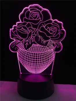 Lampy stołowe do sypialni róże 3D lampa oświetlenie LED USB nastrój kwiat nocne wielokolorowy lantern candle kostium zmiana domowego dekoracyjnego rekwizytów