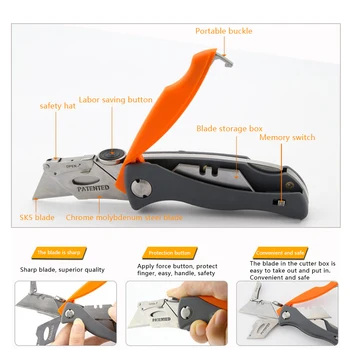 Wielofunkcyjny składany kieszonkowy nóż Heavy Duty Utility Cutter Craft Paper Leather Cutter Art Work narzędzia skrawające z 6 ostrzami