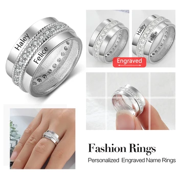 Uosobiona zaręczyny pierścionek zaręczynowy выгравированное nazwa pierścień żeński palec pierścień biżuteria niestandardowe jubileuszowy prezent dla kobiet mężczyzn