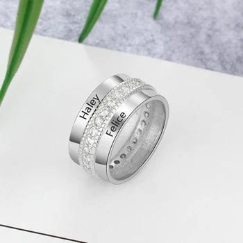 Uosobiona zaręczyny pierścionek zaręczynowy выгравированное nazwa pierścień żeński palec pierścień biżuteria niestandardowe jubileuszowy prezent dla kobiet mężczyzn