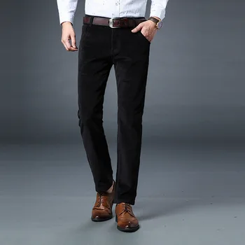 Moda Jesień Zima Jeans Mężczyźni Codzienne Stylizacje Klasyczne Długie Spodnie Hombre Aksamitne, Ciepłe Spodnie Slim Fit Grube Majtki
