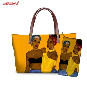 WHEREISART Black Girl Melanin Poppin Queen Art torby torebka dla kobiet, Damskie torebki do ręki Modne damskie letnie torby plażowe