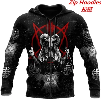 Nowy mroczny Szatan 3D AOP moda bluza męska bluza unisex zamek sweterek casual kurtka z kapturem