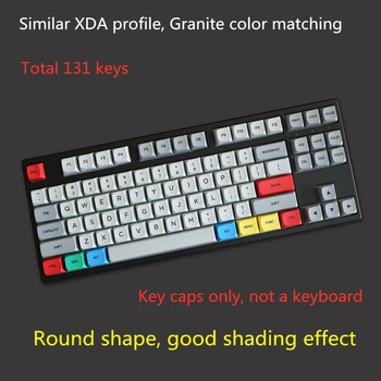 131 klucze/zestaw Granit PBT barwnik Subbed Key Caps dla MX przełącznik klawiatura mechaniczna XDA profil retro szary biały kapturek 1.5 mm