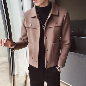 Abrigos Hombre Invierno 2020 zimowy ciepły płaszcz koreańskie Slim Fit kurtka wełniana męska trend krótki czarny płaszcz mężczyźni casaco masculino