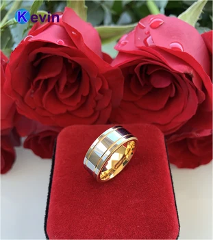 Miłość na zawsze dwukolorowe złote przycisk pierścień przycisk pierścionek zaręczynowy dla mężczyzn i kobiet