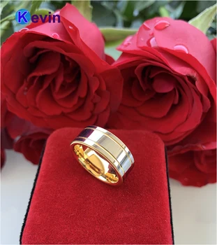 Miłość na zawsze dwukolorowe złote przycisk pierścień przycisk pierścionek zaręczynowy dla mężczyzn i kobiet