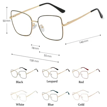 Oversize kwadratowe okulary ramka odzież damska wysokiej jakości, jasny obiektyw nowy, luksusowy marka metalowa ramka okularów ramki dla kobiet