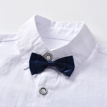 Kostiumy dla dzieci blezery 2019 jesień dla dzieci chłopcy koszula kombinezon płaszcz krawat chłopcy garnitur do ślubu formalne ubrania firmowe bawełniane ubrania dla Dzieci