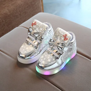 J Ghee Fashion Children Shoes Kids Glowing Shoes For Toddler Girl Baby Girls świecące led trampki z gwiazdami miękkie wygodne