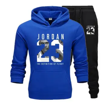 Nowe męskie bluzy z kapturem kostium Jordan 23 dres bluza garnitur polarowa bluza+spodnie sportowe jogging Homme sweter 3XL dres męski