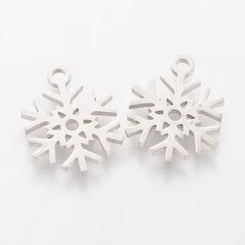 10szt 304 stal nierdzewna Śnieżynka wisiorki naszyjniki bransoletki biżuteria DIY wykonanie świątecznych prezentów,15.4x11.7x1mm,otwór:1,5 mm