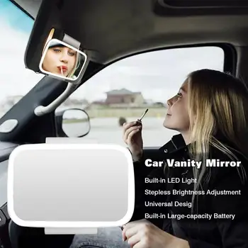 Uniwersalny led samochód lusterko wewnętrzne dotykowy przełącznik lusterko do makijażu osłona przeciwsłoneczna wysokie przezroczyste wnętrze HD lustro Niversal próżność lustro