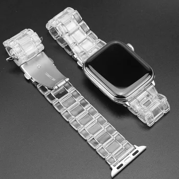 Przezroczysty pasek do Apple Watch band 6 44 mm 40 mm mc band 42 mm 38 mm żywica pasek bransoletka Apple watch series 3 4 5 se 6 band