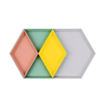 4 Szt Twórczy Geometryczny Poligon Plastikowy Zasobnik Do Przechowywania Nordic Diamond Desktop Fruit Snack Taa Podajnik Strona Płyty Dekoracyjne