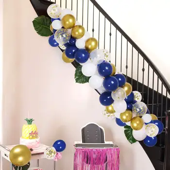 101 szt./kpl. świecące ciemny niebieski biały latex balon złoto konfetti balon łuk ślub dekoracje urodzinowe balon Гарлан