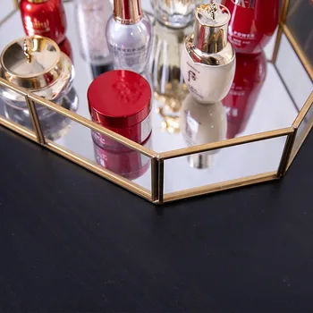 Pudełko do przechowywania makijażu kosmetyczny szkło lustra tacy,organizer do łazienki praktyczny organizer toaletka dla szminki