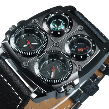 OULM Pilot Watch zegarek Kwarcowy zegarek dla mężczyzn Top Brand Luxury Military Clock wielofunkcyjne zegarki relogio masculino 2020