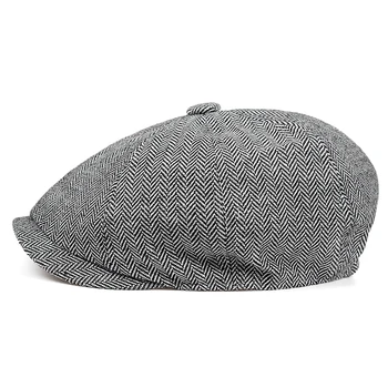 Wysokiej jakości moda sztywna kratka beret czapka odkryty wypoczynek klasyczna ośmioboczna kapelusz mężczyźni i kobiety wiosna i jesień są ciepłe czapki