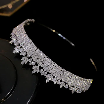 Nowa wysokiej jakości циркониевая korona diadem korona ślubne akcesoria do włosów biżuteria ślubna opaska Crystal korony wylotowe dekoracji