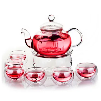 600 ml lub herbaty zestaw термостойкое szkło lub herbaty okrągły świecznik kubek kwiat herbaty Kung-Fu lub herbaty łyżeczka naczynia prezent