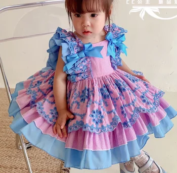 2020 lato hiszpański Lolita princess sukienka dziewczynka różowy koc szyć urodziny sukienka