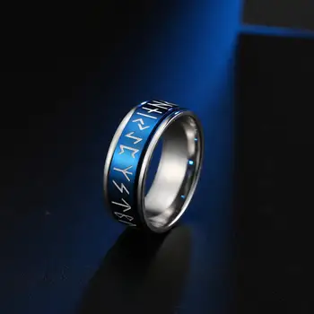 Punk obrotowy skandynawski viking list Runa męskie pierścień moda ze stali nierdzewnej podświetlany pierścień biżuteria CR00106
