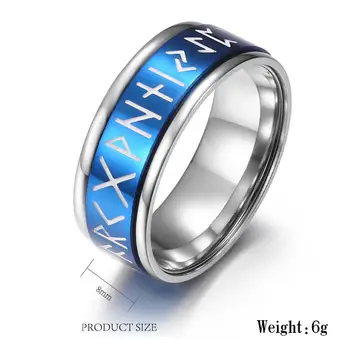 Punk obrotowy skandynawski viking list Runa męskie pierścień moda ze stali nierdzewnej podświetlany pierścień biżuteria CR00106